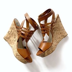 GUESS Faux Leather Platform Wedge Sandal